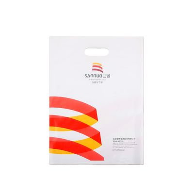 Túi mua sắm cắt đứt bằng nhựa LDPE với tay cầm in logo tùy chỉnh