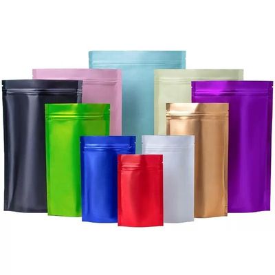 Màu sắc kim loại nhựa đứng lên Zipper Bag Glossy Matte Zipper pouch bao bì túi