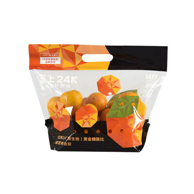 Túi nhựa thực phẩm thiết kế tùy chỉnh chống sương mù, trong suốt, đựng rau củ quả tươi, có khóa kéo và tay cầm