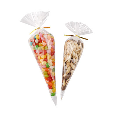 Thùng Cello Cellophane Candy Cone Bag Special Shape Popcorn Bag Tam giác Thùng đồ làm bánh nhựa rõ ràng