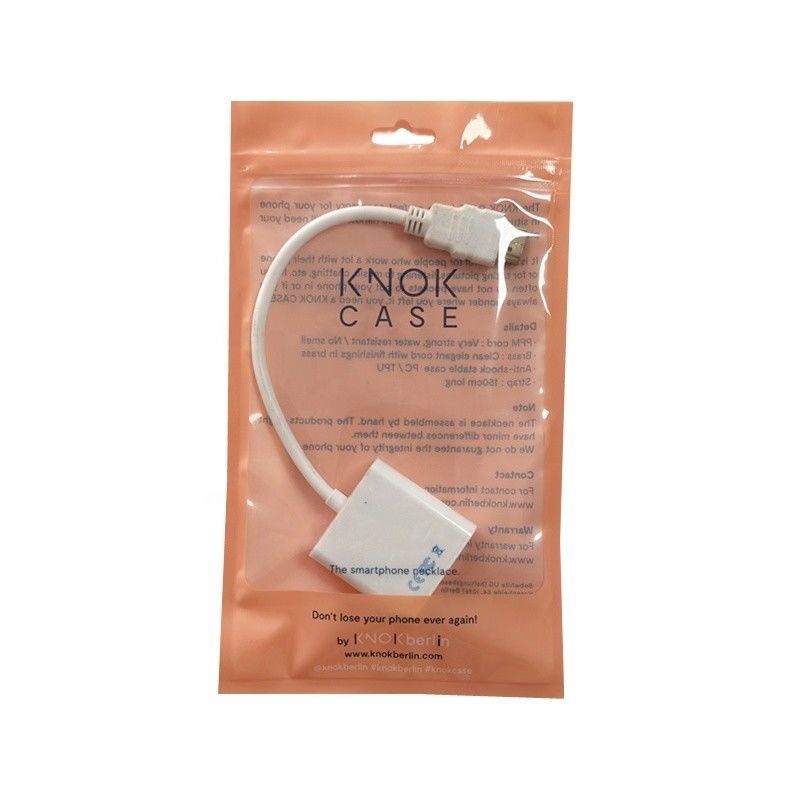 Wire Line Packaging Clear Stand Up Zipper Bag Dấu ẩm Đối với USB Cable Packaging